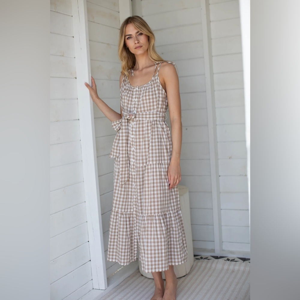 Marea Siesta Maxi Dress in Dune Gingham
